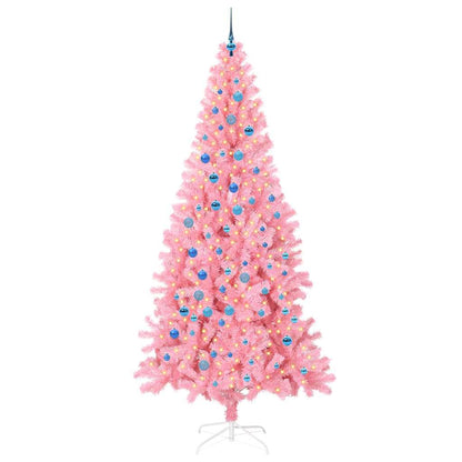 Weihnachtsbaum mit 300 LEDs mit Ständer Rosa 240 cm PVC