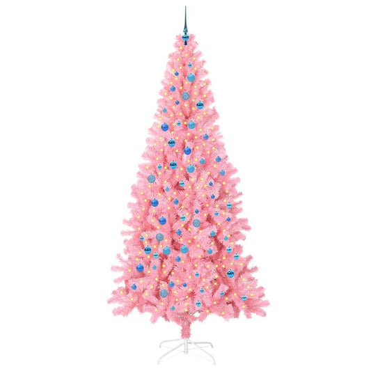 Weihnachtsbaum mit 300 LEDs mit Ständer Rosa 240 cm PVC