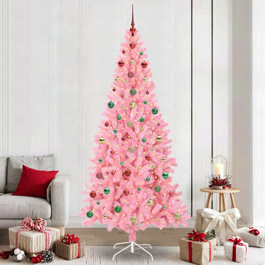 Weihnachtsbaum mit 300 LEDs mit Ständer Rosa 240 cm PVC