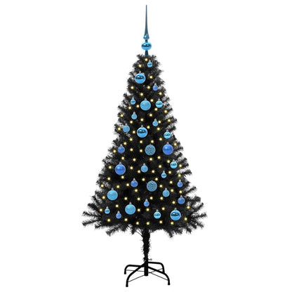 Weihnachtsbaum mit 150 LEDs mit Ständer Schwarz 150 cm PVC