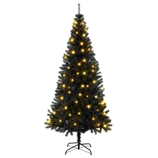 Weihnachtsbaum mit 300 LEDs mit Ständer Schwarz 180 cm PVC