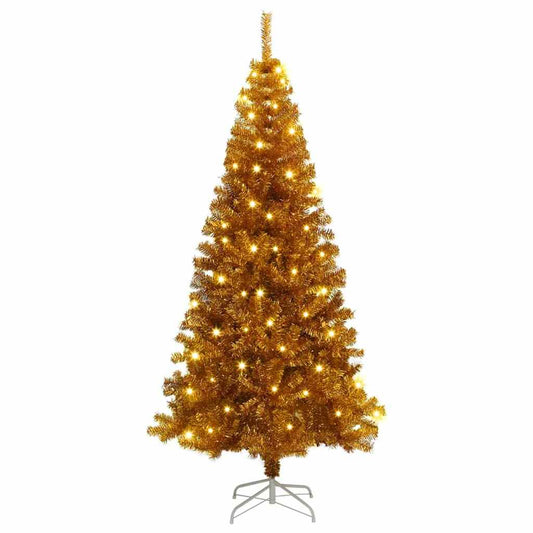 Weihnachtsbaum mit 300 LEDs mit Ständer Gold 180 cm PET