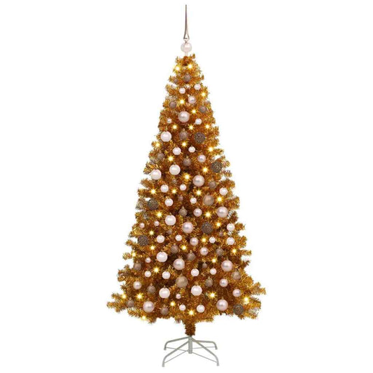 Weihnachtsbaum mit 300 LEDs mit Ständer Gold 180 cm PET
