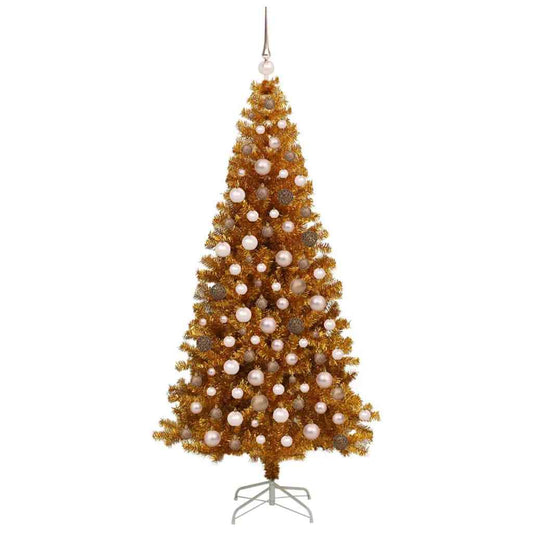 Weihnachtsbaum mit 300 LEDs mit Ständer Gold 180 cm PET