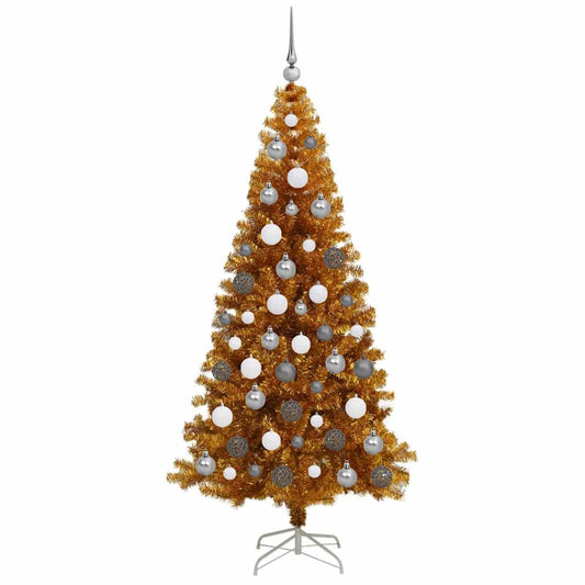 Weihnachtsbaum mit 300 LEDs mit Ständer Gold 180 cm PET