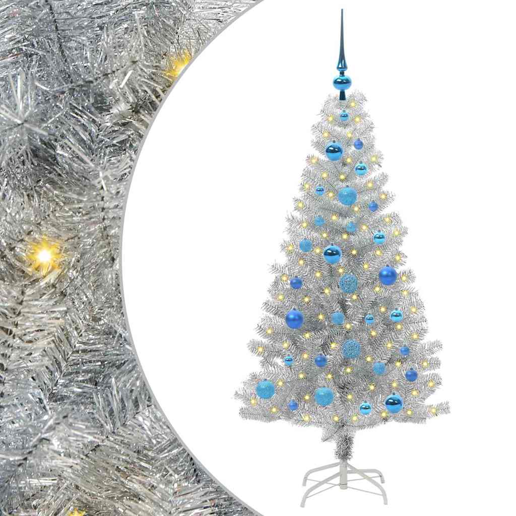 Weihnachtsbaum mit 150 LEDs mit Ständer Silber 150 cm Haustier