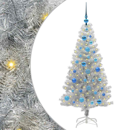Weihnachtsbaum mit 150 LEDs mit Ständer Silber 150 cm Haustier