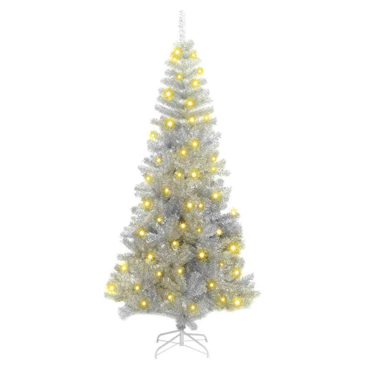 Weihnachtsbaum mit 300 LEDs mit Ständer Silber 180 cm PET