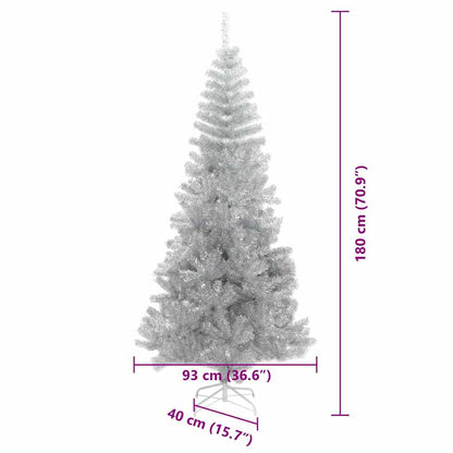 Weihnachtsbaum mit 300 LEDs mit Ständer Silber 180 cm PET