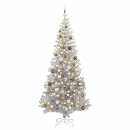 Weihnachtsbaum mit 300 LEDs mit Ständer Silber 180 cm PET