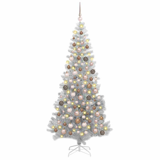 Weihnachtsbaum mit 300 LEDs mit Ständer Silber 180 cm PET