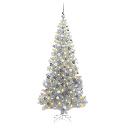 Weihnachtsbaum mit 300 LEDs mit Ständer Silber 180 cm PET
