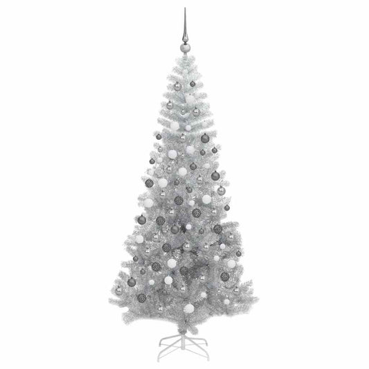 Weihnachtsbaum mit 300 LEDs mit Ständer Silber 180 cm PET