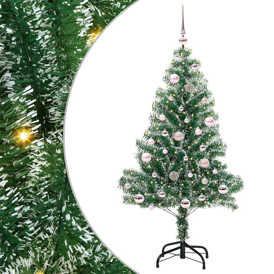 Künstlicher Weihnachtsbaum beschneit mit LED Licht 150 cm
