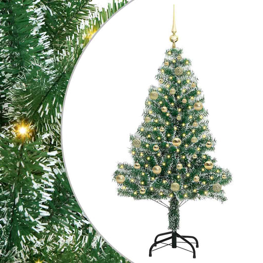 Künstlicher Weihnachtsbaum beschneit mit LED Licht 150 cm
