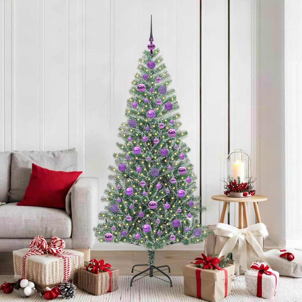 Künstlicher Weihnachtsbaum beschneit mit LED Licht 180 cm