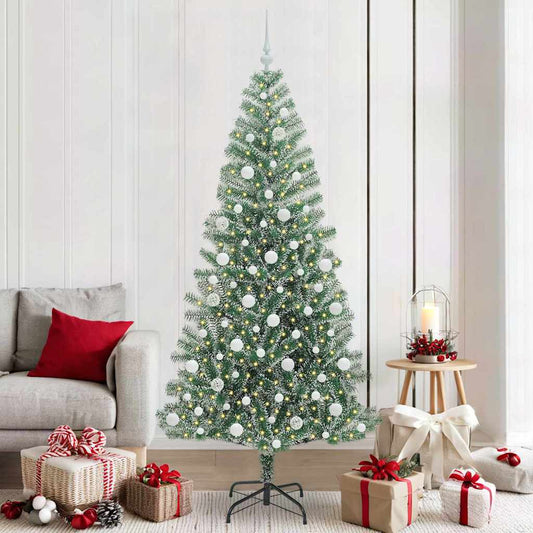 Künstlicher Weihnachtsbaum beschneit mit LED Licht 210 cm