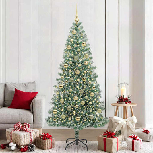 Künstlicher Weihnachtsbaum beschneit mit LED Licht 210 cm