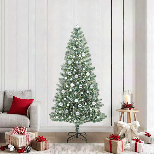 Künstlicher Weihnachtsbaum beschneit mit LED Licht 210 cm