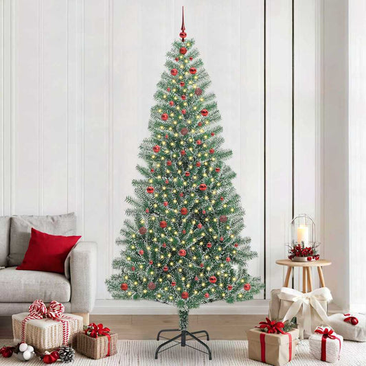 Künstlicher Weihnachtsbaum beschneit mit LED Licht 240 cm