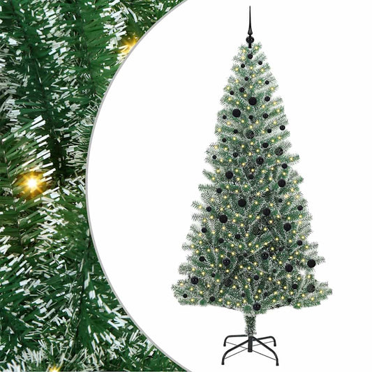Künstlicher Weihnachtsbaum beschneit mit LED Licht 240 cm