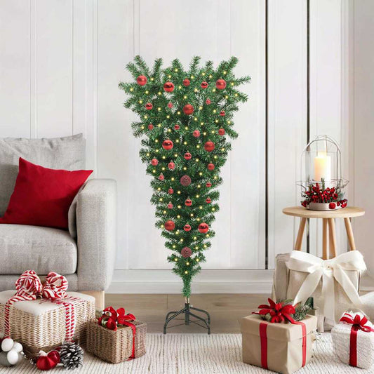 Umgekehrter künstlicher beleuchteter Weihnachtsbaum mit Kugel-Set
