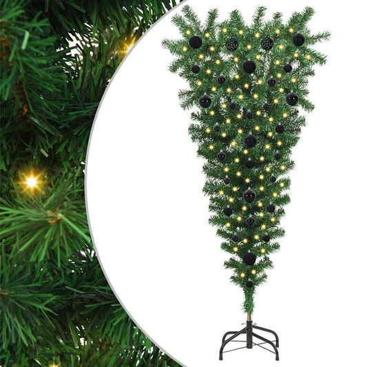 Umgedrehter künstlicher vorbeleuchteter Weihnachtsbaum mit Ball-Set