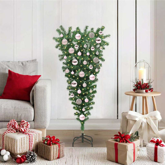 Umgekehrter künstlicher vorbeleuchteter Weihnachtsbaum mit Ballset