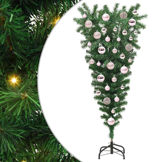 Umgekehrter künstlicher vorbeleuchteter Weihnachtsbaum mit Ballset