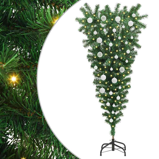 Umgedrehter künstlicher, vorbeleuchteter Weihnachtsbaum mit Ball-Set