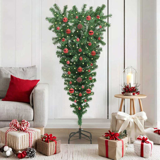 Umgedrehter künstlicher vorbeleuchteter Weihnachtsbaum mit Ball-Set