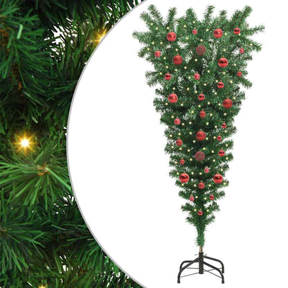 Umgedrehter künstlicher vorbeleuchteter Weihnachtsbaum mit Ball-Set