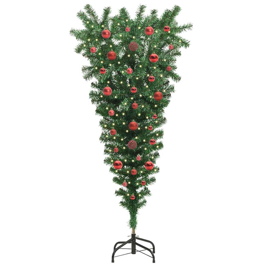 Umgedrehter künstlicher vorbeleuchteter Weihnachtsbaum mit Ball-Set