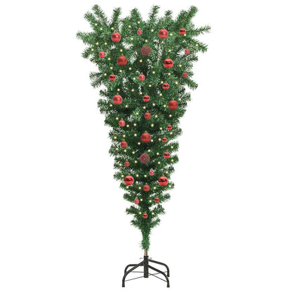 Umgedrehter künstlicher vorbeleuchteter Weihnachtsbaum mit Ball-Set