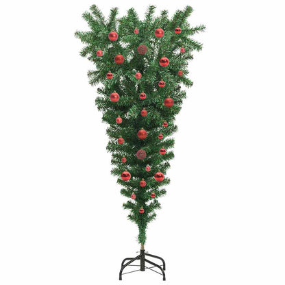 Umgedrehter künstlicher vorbeleuchteter Weihnachtsbaum mit Ball-Set