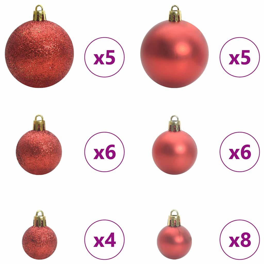 Umgedrehter künstlicher vorbeleuchteter Weihnachtsbaum mit Ball-Set