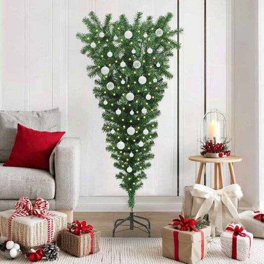 Umgekehrter künstlicher, vorbeleuchteter Weihnachtsbaum mit Bällchen-Set