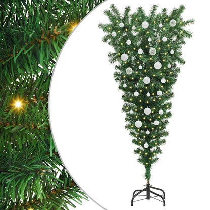 Umgekehrter künstlicher, vorbeleuchteter Weihnachtsbaum mit Bällchen-Set