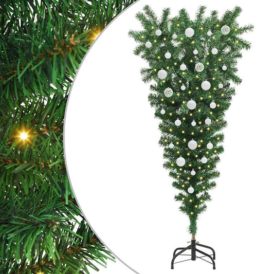 Umgekehrter künstlicher, vorbeleuchteter Weihnachtsbaum mit Bällchen-Set