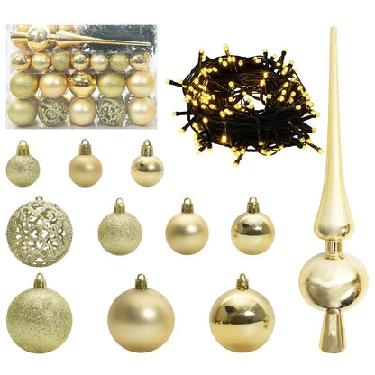 Umgedrehter künstlicher vorbeleuchteter Weihnachtsbaum mit Kugel-Set
