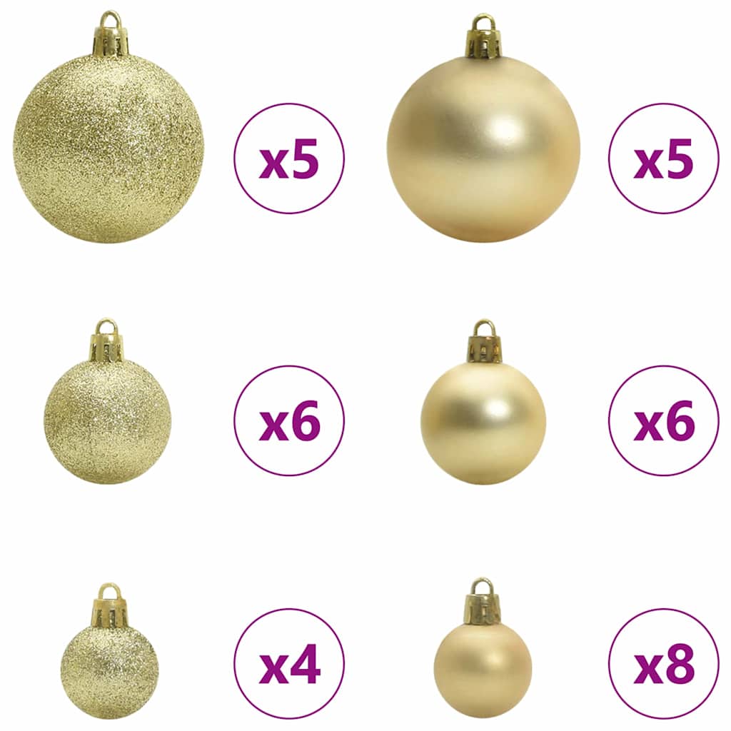 Umgedrehter künstlicher vorbeleuchteter Weihnachtsbaum mit Kugel-Set