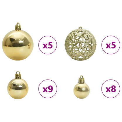 Umgedrehter künstlicher vorbeleuchteter Weihnachtsbaum mit Kugel-Set
