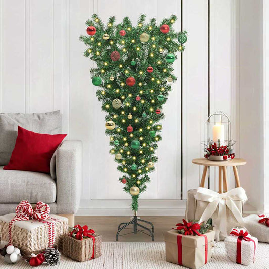 Upside-down künstlicher vorbeleuchteter Weihnachtsbaum mit Kugel-Set
