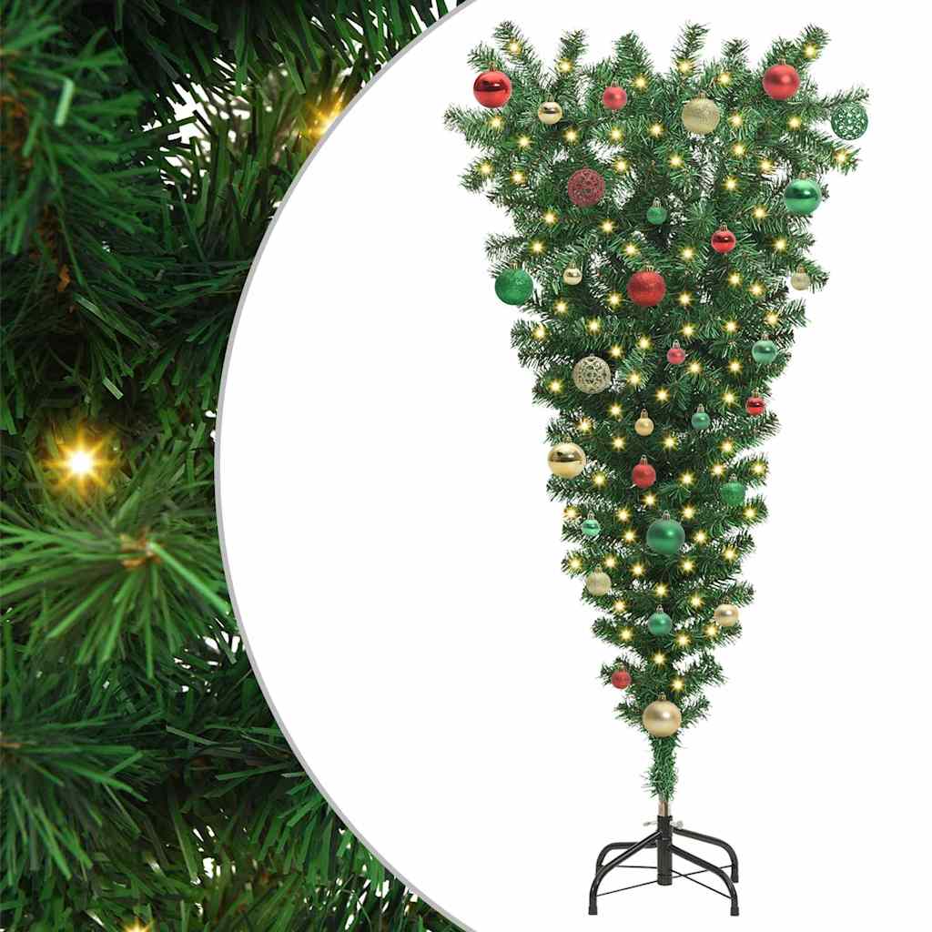 Upside-down künstlicher vorbeleuchteter Weihnachtsbaum mit Kugel-Set
