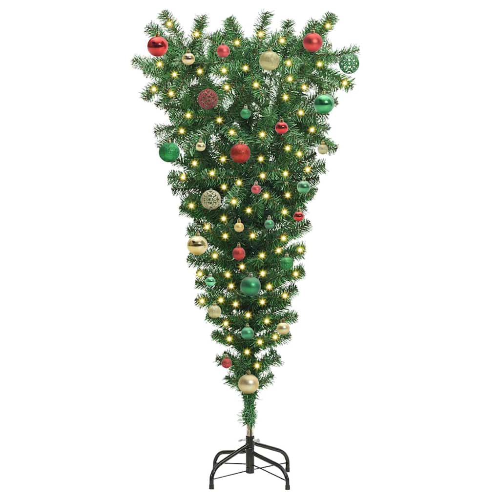 Upside-down künstlicher vorbeleuchteter Weihnachtsbaum mit Kugel-Set