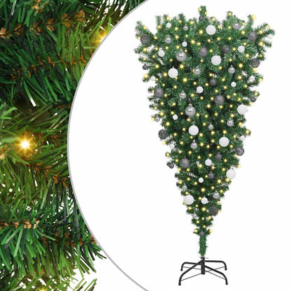 Umgekehrter künstlicher bereits beleuchteter Weihnachtsbaum mit Kugel-Set