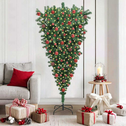 Umgekehrter künstlicher, vorbeleuchteter Weihnachtsbaum mit Ball-Set