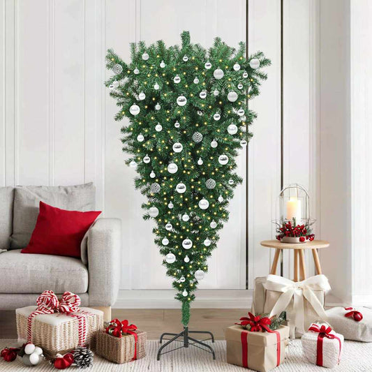 Umgekehrter künstlicher vorbeleuchteter Weihnachtsbaum mit Ballset