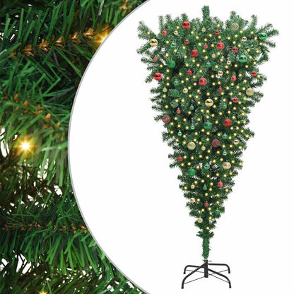 Umgedrehter Kunst Weihnachtsbaum mit Kugelset Grün 180 cm PVC