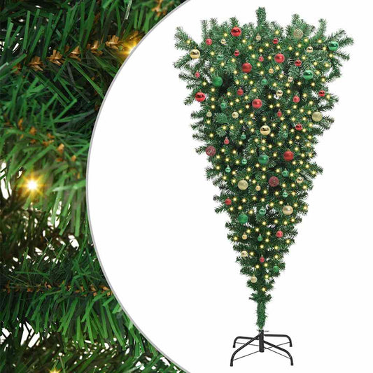 Umgedrehter Kunst Weihnachtsbaum mit Kugelset Grün 180 cm PVC